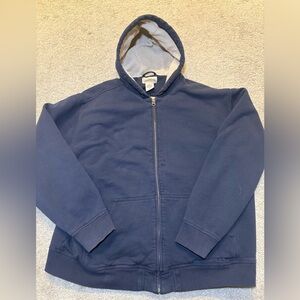 LL Bean Katahdin Iron Works Hoodie Mens XL Navy Blue Heavy Sherpa Lined Full Zip